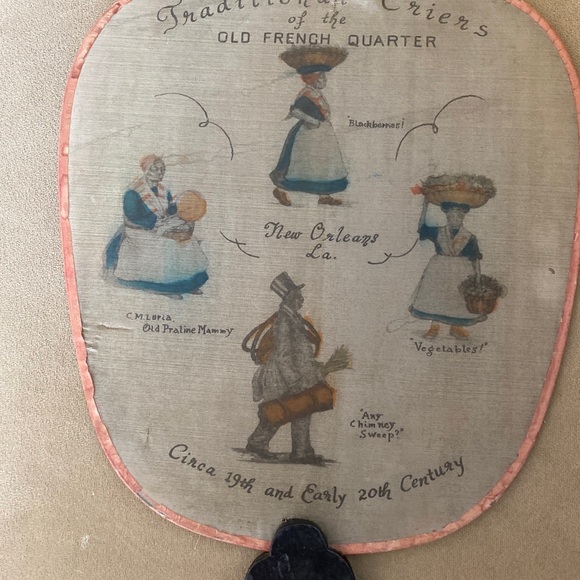 1940s New Orleans Traditional Criers Of The French QuarterSouvenir Hand-Held Fan - Picture 6 of 6